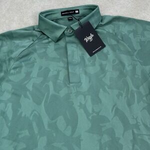 Waggle Polo Shirt Men's Small Deer Camp Camo Golf Performance Jacquard